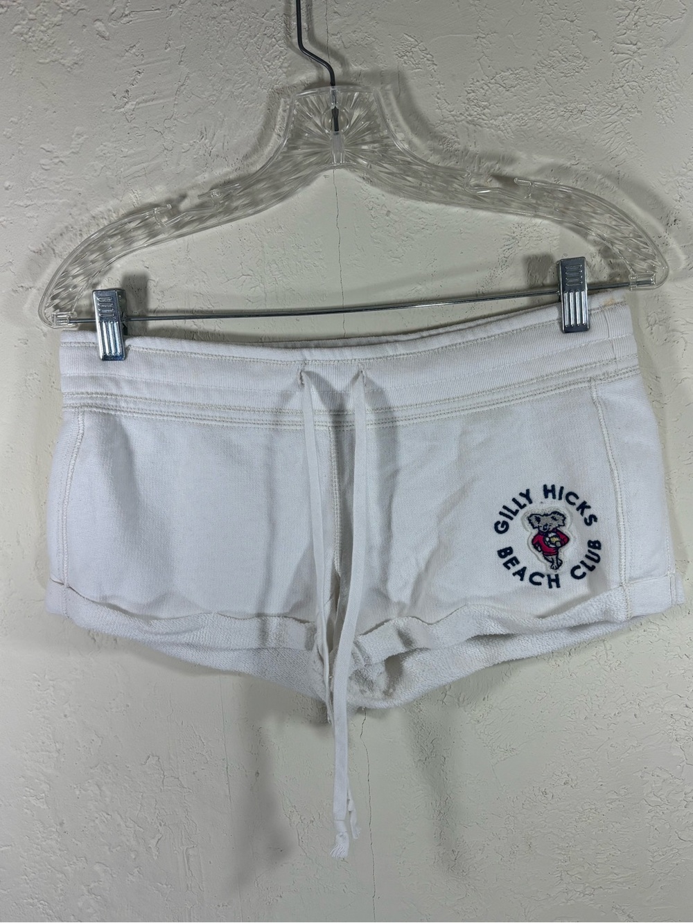 Gilly Hicks White Terry Beach Club Shorts with Embroidered Logo